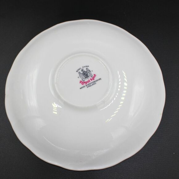 Vintage Royal Kent Teacup Saucer Set Made in England Rose Pattern 8263 Gold Trim - Picture 4 of 8